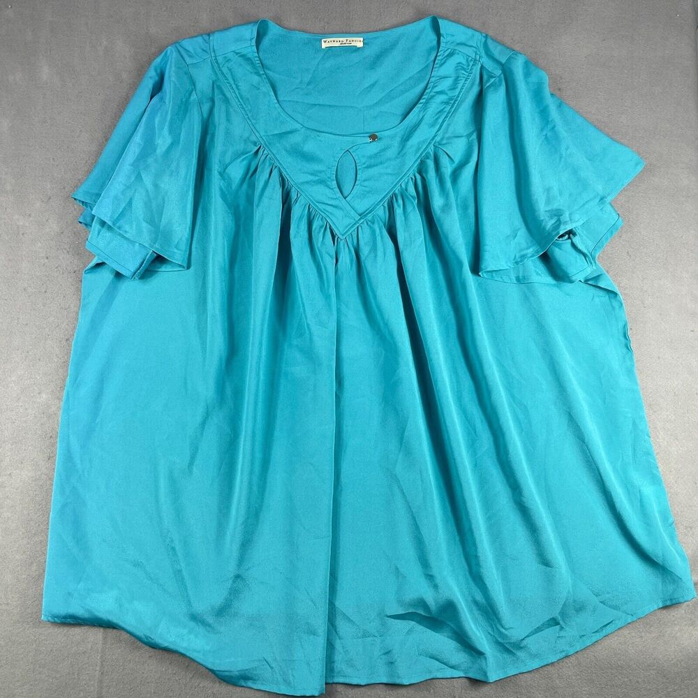 Wayward‎ Fancies By Eshakti Blouse Top Womens Size 4X Green Pleated Front